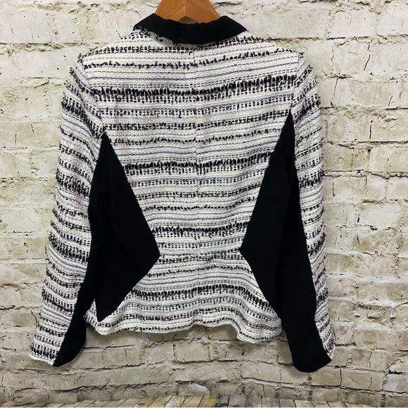 NWT Sugar Lips Black Cream Metallic Weave Tweed Blazer Jacket - Picture 4 of 6